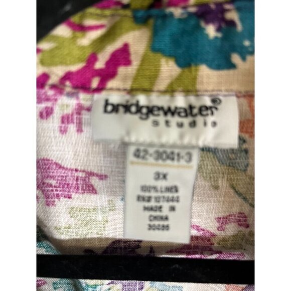 Bridgewater Top Women 3X Tan Floral Boho Western Artsy Mature Resort Western 80s - Picture 2 of 14